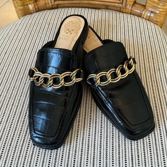 Vince Camuto Black & Gold Mules - Picture 3 of 9